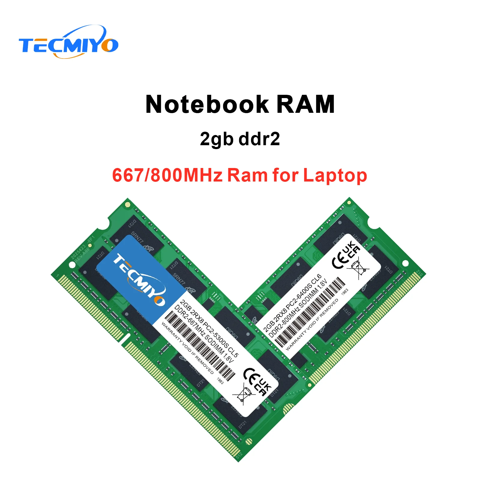 TECMIYO SODIMM Ʈ ޸ RAM,  ECC ׸, 2GB DDR2 667, 800MHz, DDR2 1.8V, PC2-5300S, 6400S